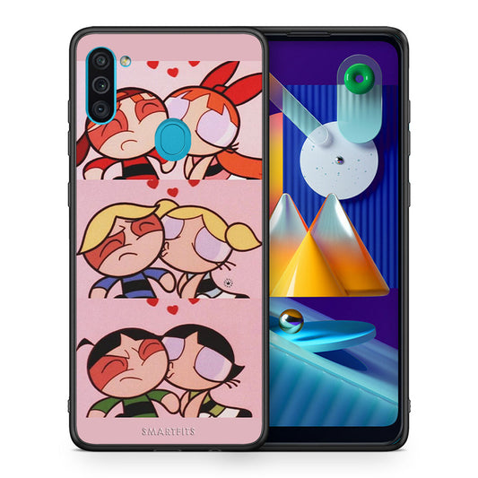 Θήκη Αγίου Βαλεντίνου Samsung A11 / M11 Puff Love από τη Smartfits με σχέδιο στο πίσω μέρος και μαύρο περίβλημα | Samsung A11 / M11 Puff Love case with colorful back and black bezels
