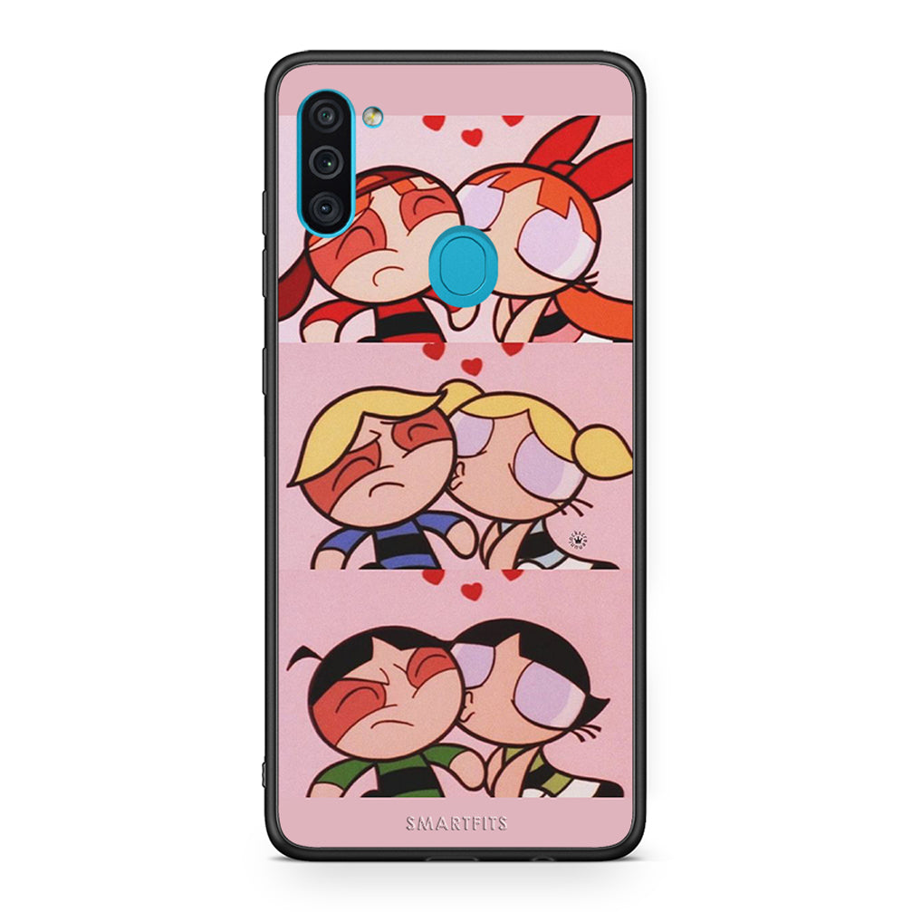 Samsung A11 / M11 Puff Love Θήκη Αγίου Βαλεντίνου από τη Smartfits με σχέδιο στο πίσω μέρος και μαύρο περίβλημα | Smartphone case with colorful back and black bezels by Smartfits
