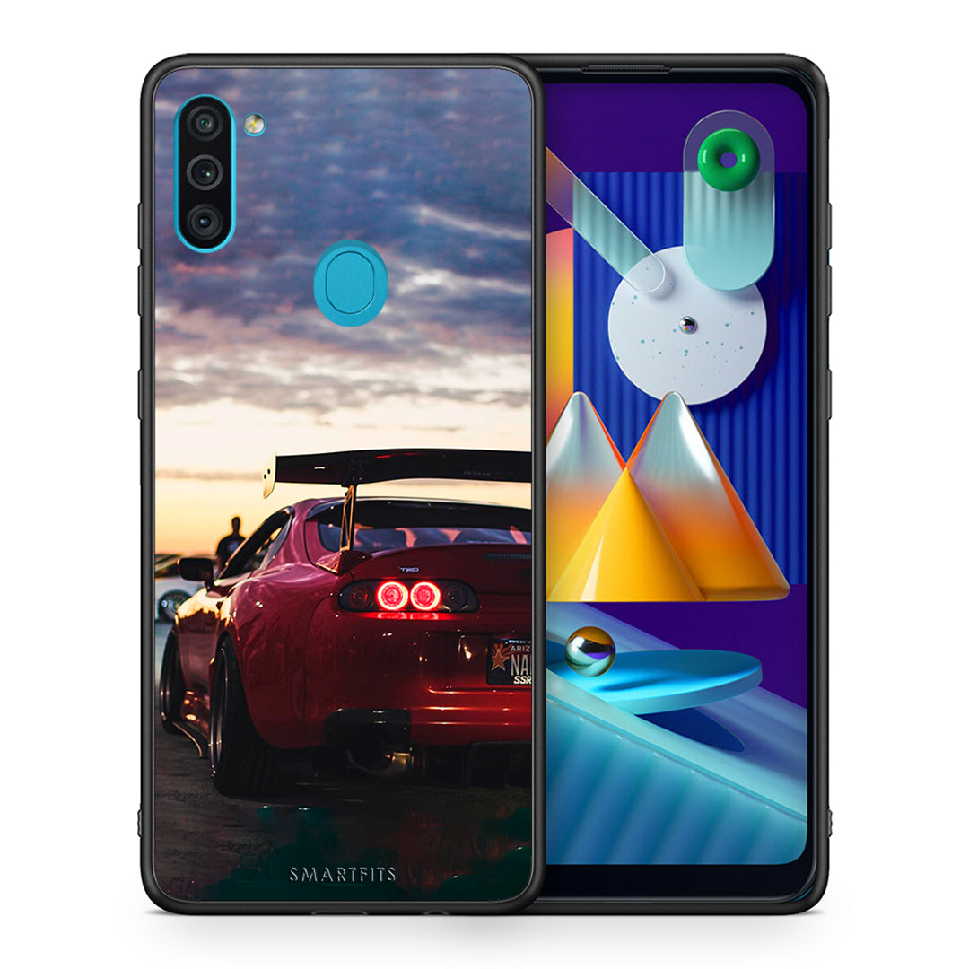 Θήκη Samsung A11/M11 Racing Supra από τη Smartfits με σχέδιο στο πίσω μέρος και μαύρο περίβλημα | Samsung A11/M11 Racing Supra case with colorful back and black bezels