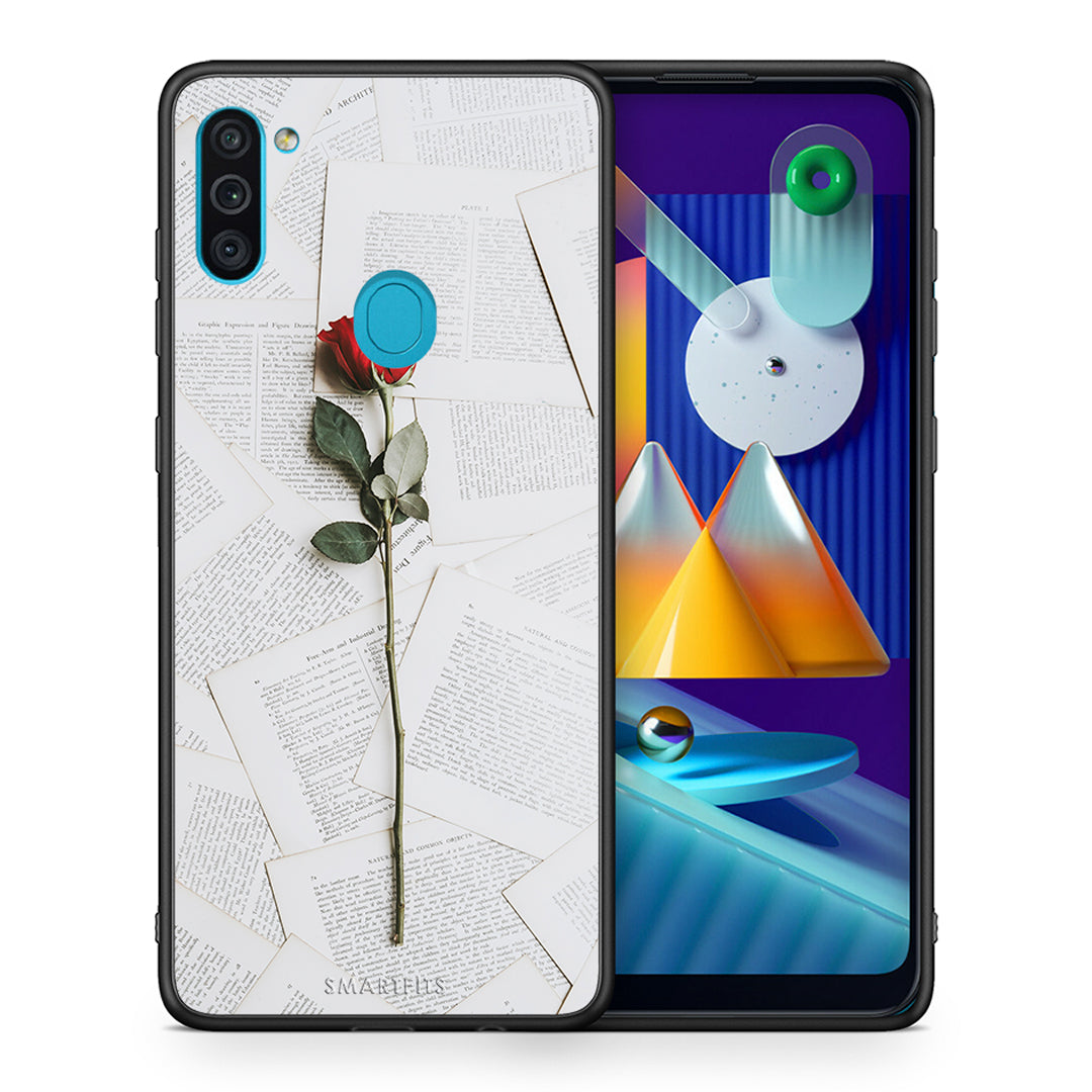 Θήκη Samsung A11/M11 Red Rose από τη Smartfits με σχέδιο στο πίσω μέρος και μαύρο περίβλημα | Samsung A11/M11 Red Rose case with colorful back and black bezels