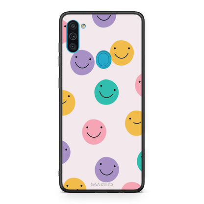 Samsung A11/M11 Smiley Faces θήκη από τη Smartfits με σχέδιο στο πίσω μέρος και μαύρο περίβλημα | Smartphone case with colorful back and black bezels by Smartfits