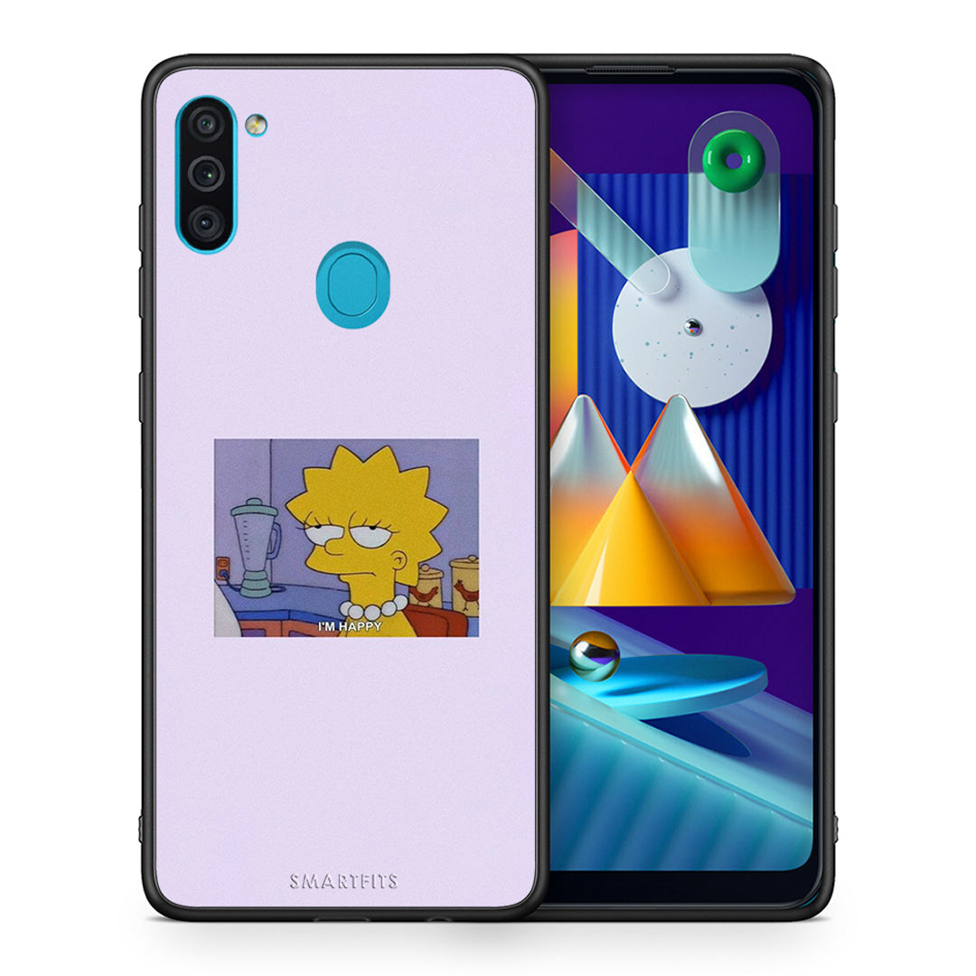 Θήκη Samsung A11/M11 So Happy από τη Smartfits με σχέδιο στο πίσω μέρος και μαύρο περίβλημα | Samsung A11/M11 So Happy case with colorful back and black bezels