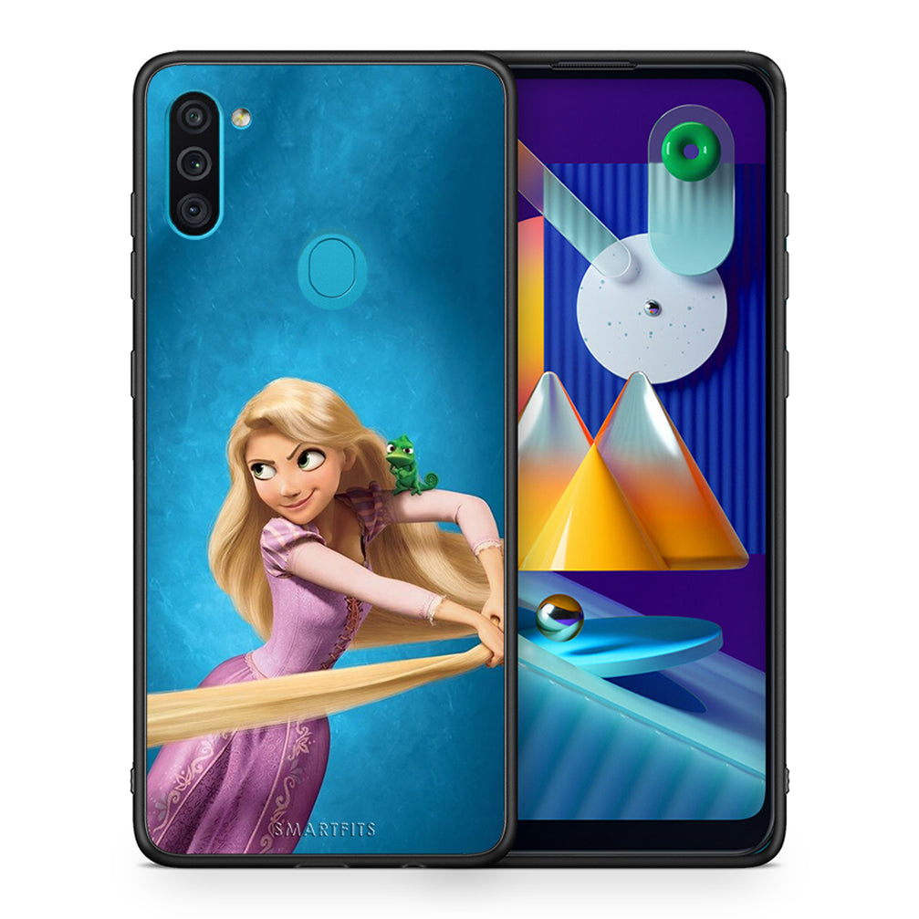 Θήκη Αγίου Βαλεντίνου Samsung A11 / M11 Tangled 2 από τη Smartfits με σχέδιο στο πίσω μέρος και μαύρο περίβλημα | Samsung A11 / M11 Tangled 2 case with colorful back and black bezels