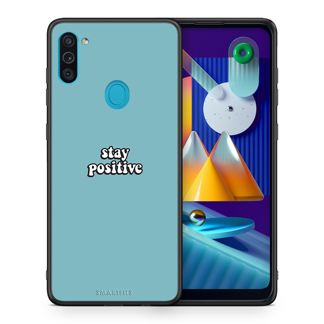 Θήκη Samsung A11/M11 Positive Text από τη Smartfits με σχέδιο στο πίσω μέρος και μαύρο περίβλημα | Samsung A11/M11 Positive Text case with colorful back and black bezels
