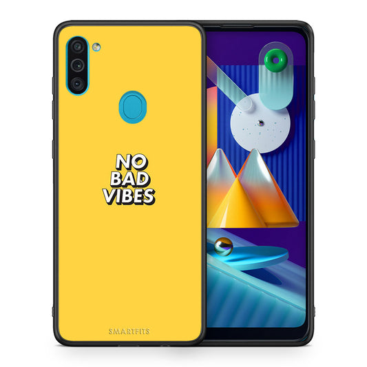 Θήκη Samsung A11/M11 Vibes Text από τη Smartfits με σχέδιο στο πίσω μέρος και μαύρο περίβλημα | Samsung A11/M11 Vibes Text case with colorful back and black bezels