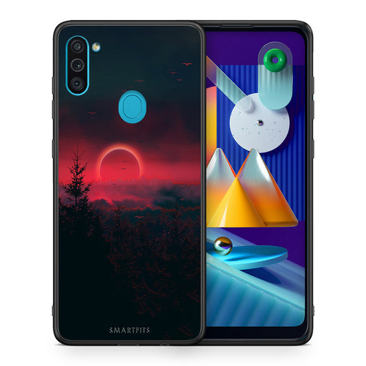 Θήκη Samsung A11/M11 Sunset Tropic από τη Smartfits με σχέδιο στο πίσω μέρος και μαύρο περίβλημα | Samsung A11/M11 Sunset Tropic case with colorful back and black bezels