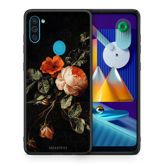 Θήκη Samsung A11/M11 Vintage Roses από τη Smartfits με σχέδιο στο πίσω μέρος και μαύρο περίβλημα | Samsung A11/M11 Vintage Roses case with colorful back and black bezels