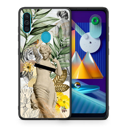 Θήκη Samsung A11/M11 Woman Statue από τη Smartfits με σχέδιο στο πίσω μέρος και μαύρο περίβλημα | Samsung A11/M11 Woman Statue case with colorful back and black bezels