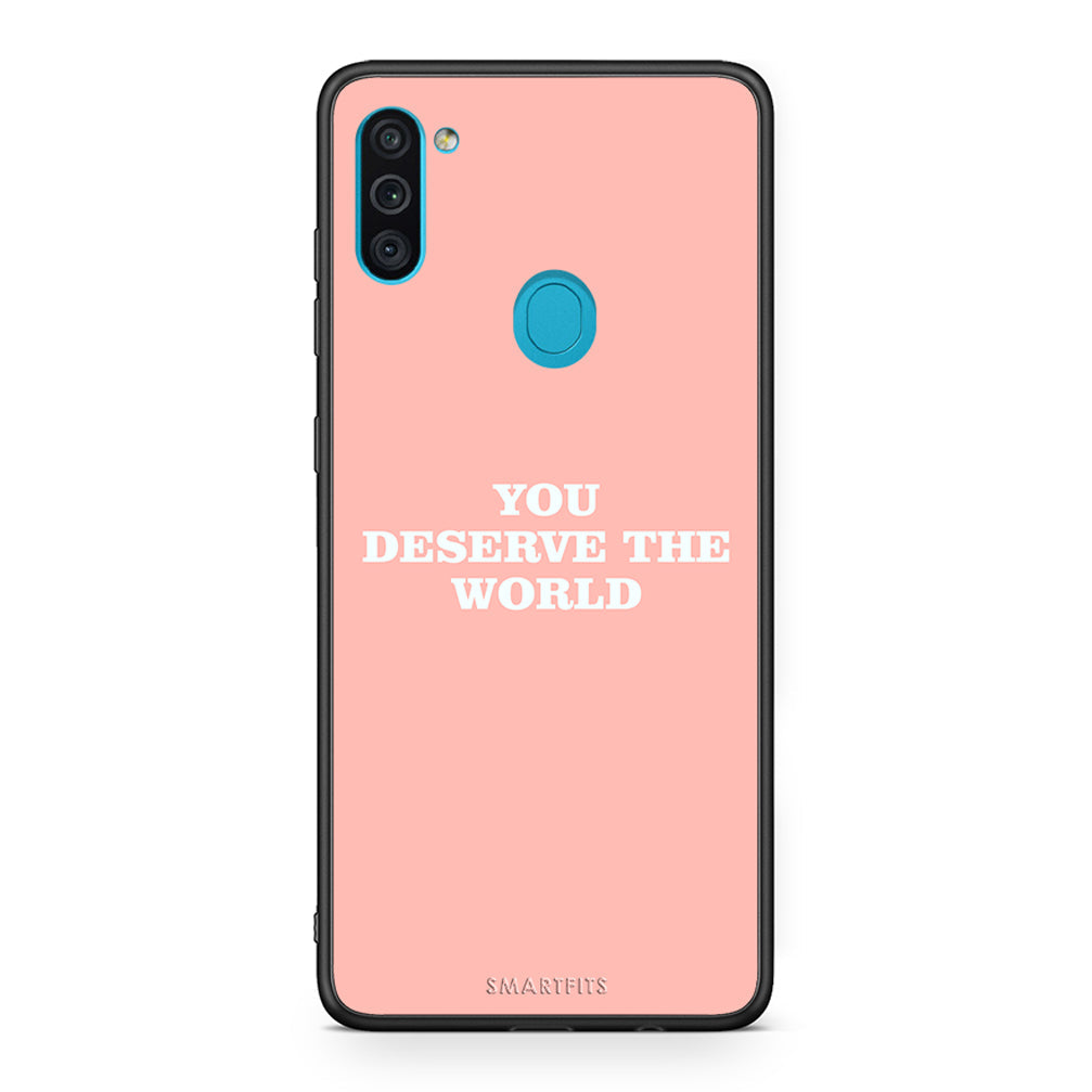 Samsung A11 / M11 You Deserve The World Θήκη Αγίου Βαλεντίνου από τη Smartfits με σχέδιο στο πίσω μέρος και μαύρο περίβλημα | Smartphone case with colorful back and black bezels by Smartfits