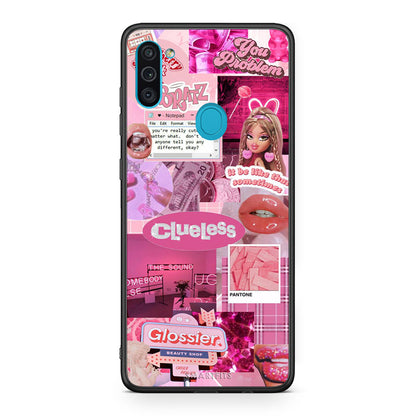 Samsung A11 / M11 Pink Love Θήκη Αγίου Βαλεντίνου από τη Smartfits με σχέδιο στο πίσω μέρος και μαύρο περίβλημα | Smartphone case with colorful back and black bezels by Smartfits