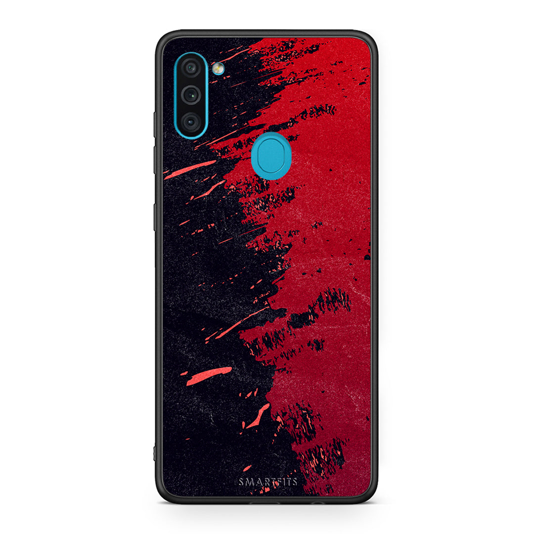 Samsung A11 / M11 Red Paint Θήκη Αγίου Βαλεντίνου από τη Smartfits με σχέδιο στο πίσω μέρος και μαύρο περίβλημα | Smartphone case with colorful back and black bezels by Smartfits