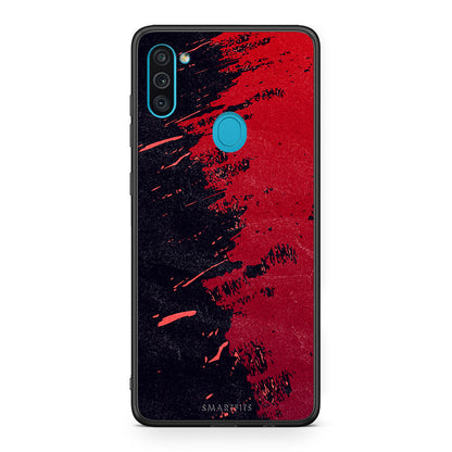 Samsung A11 / M11 Red Paint Θήκη Αγίου Βαλεντίνου από τη Smartfits με σχέδιο στο πίσω μέρος και μαύρο περίβλημα | Smartphone case with colorful back and black bezels by Smartfits