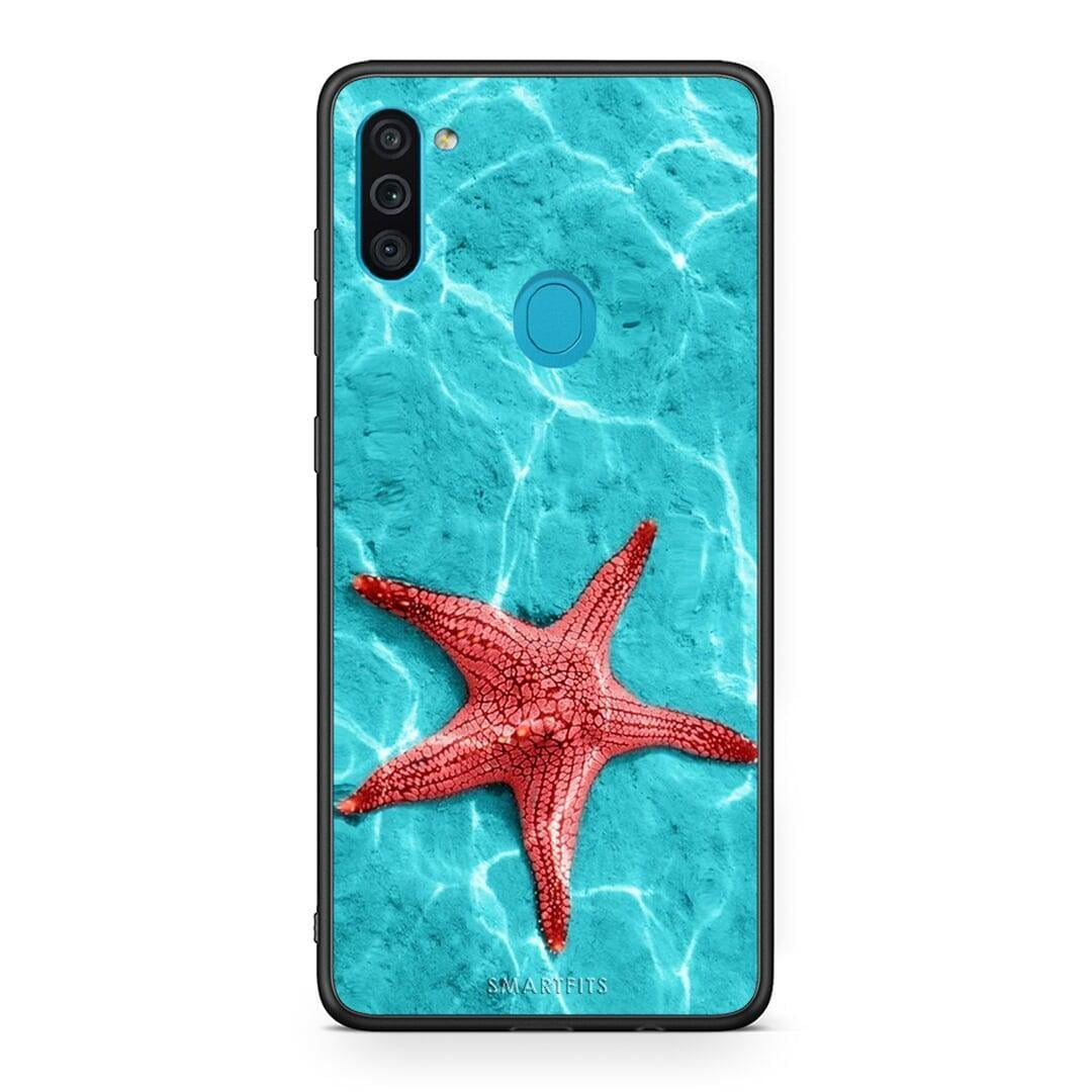 Samsung A11 / M11 Red Starfish Θήκη από τη Smartfits με σχέδιο στο πίσω μέρος και μαύρο περίβλημα | Smartphone case with colorful back and black bezels by Smartfits