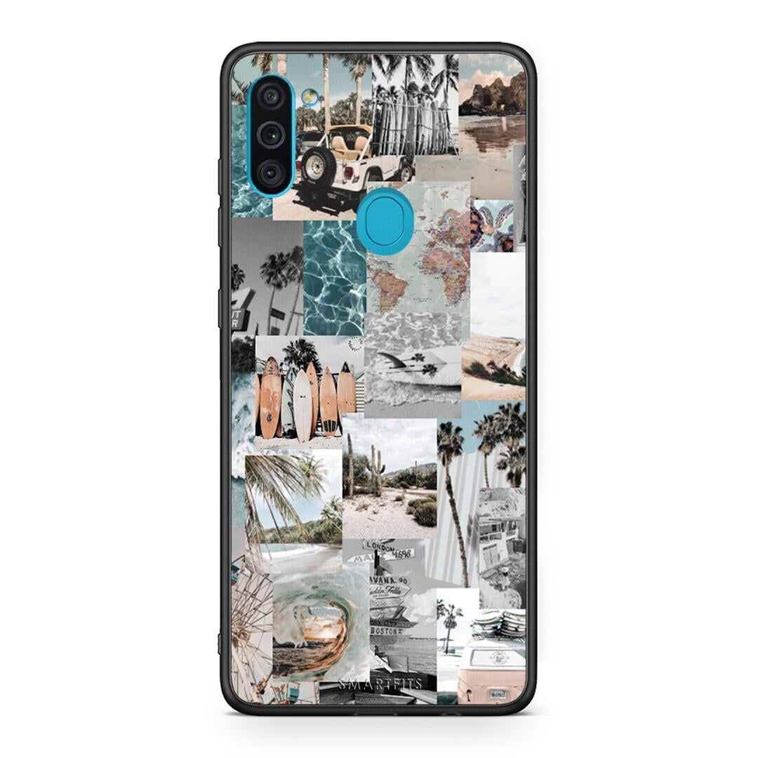 Samsung A11 / M11 Retro Beach Life Θήκη από τη Smartfits με σχέδιο στο πίσω μέρος και μαύρο περίβλημα | Smartphone case with colorful back and black bezels by Smartfits