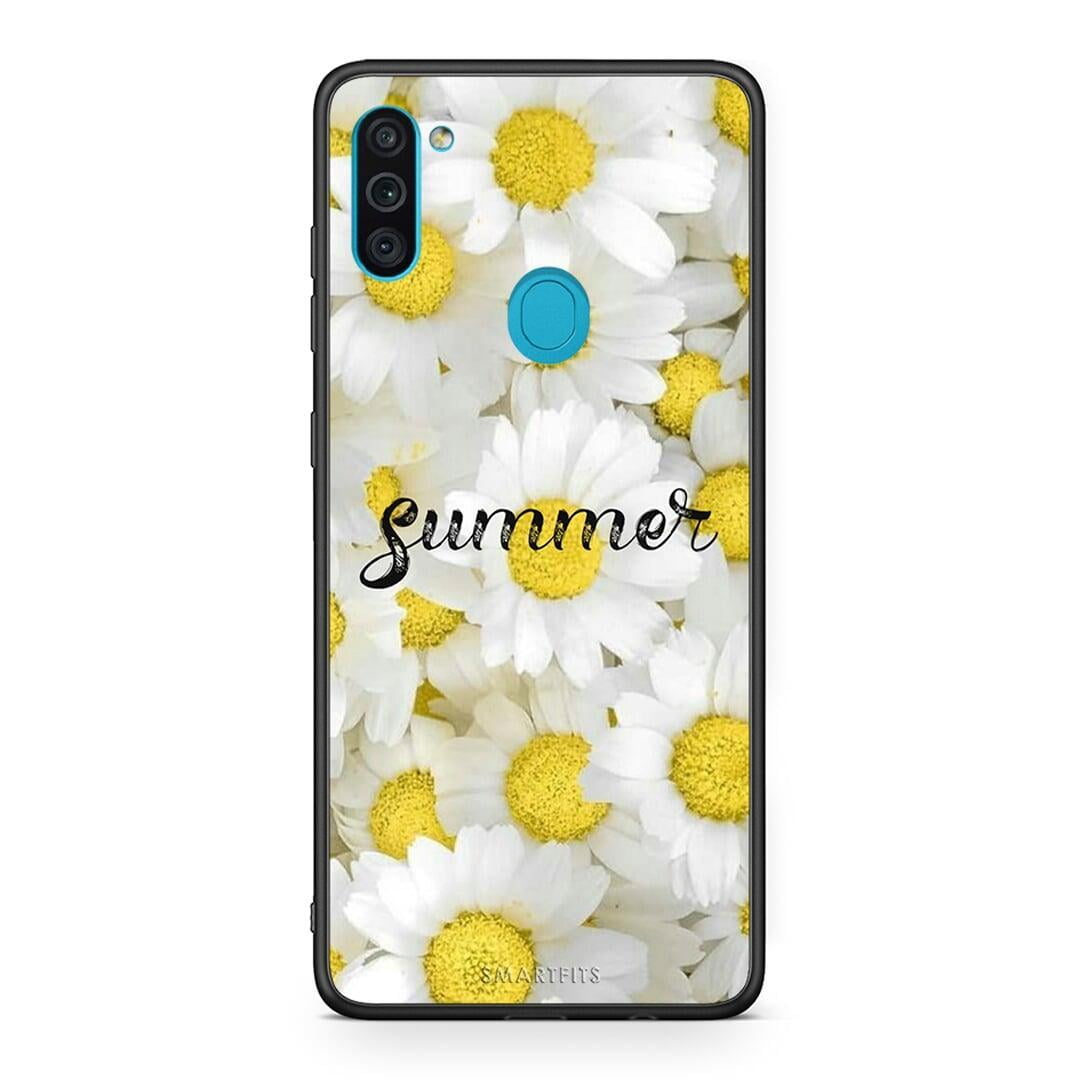 Samsung A11 / M11 Summer Daisies Θήκη από τη Smartfits με σχέδιο στο πίσω μέρος και μαύρο περίβλημα | Smartphone case with colorful back and black bezels by Smartfits