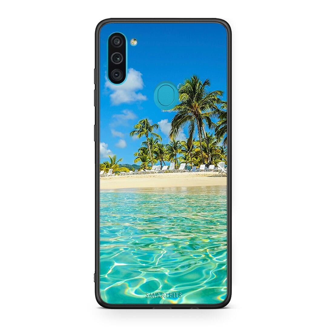 Samsung A11 / M11 Tropical Vibes Θήκη από τη Smartfits με σχέδιο στο πίσω μέρος και μαύρο περίβλημα | Smartphone case with colorful back and black bezels by Smartfits