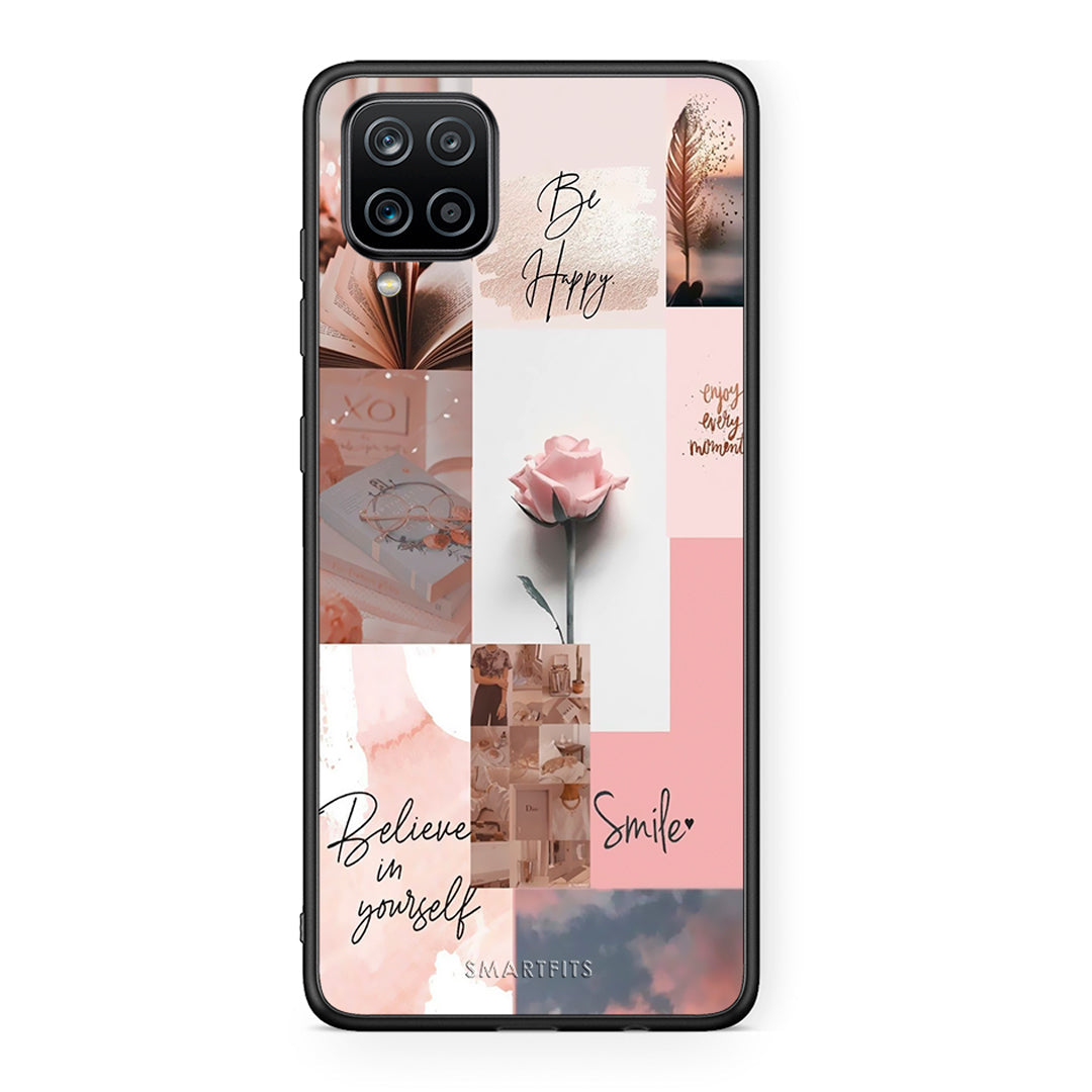 Samsung A12 Aesthetic Collage θήκη από τη Smartfits με σχέδιο στο πίσω μέρος και μαύρο περίβλημα | Smartphone case with colorful back and black bezels by Smartfits