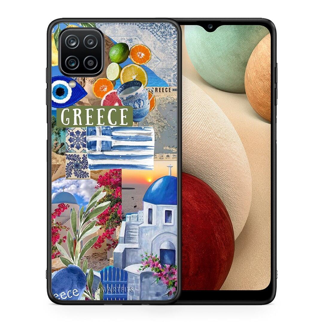 Θήκη Samsung A12 All Greek από τη Smartfits με σχέδιο στο πίσω μέρος και μαύρο περίβλημα | Samsung A12 All Greek case with colorful back and black bezels