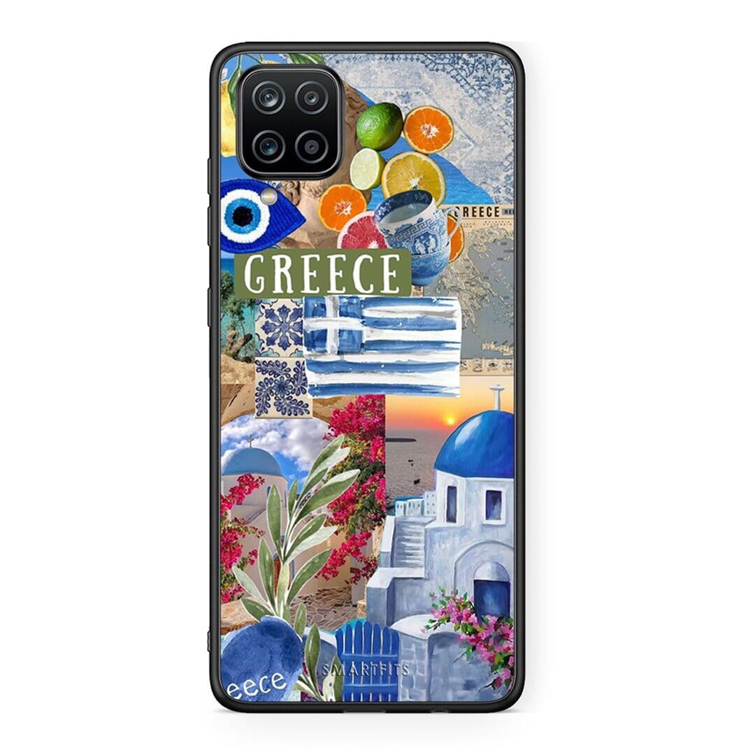 Samsung A12 All Greek Θήκη από τη Smartfits με σχέδιο στο πίσω μέρος και μαύρο περίβλημα | Smartphone case with colorful back and black bezels by Smartfits