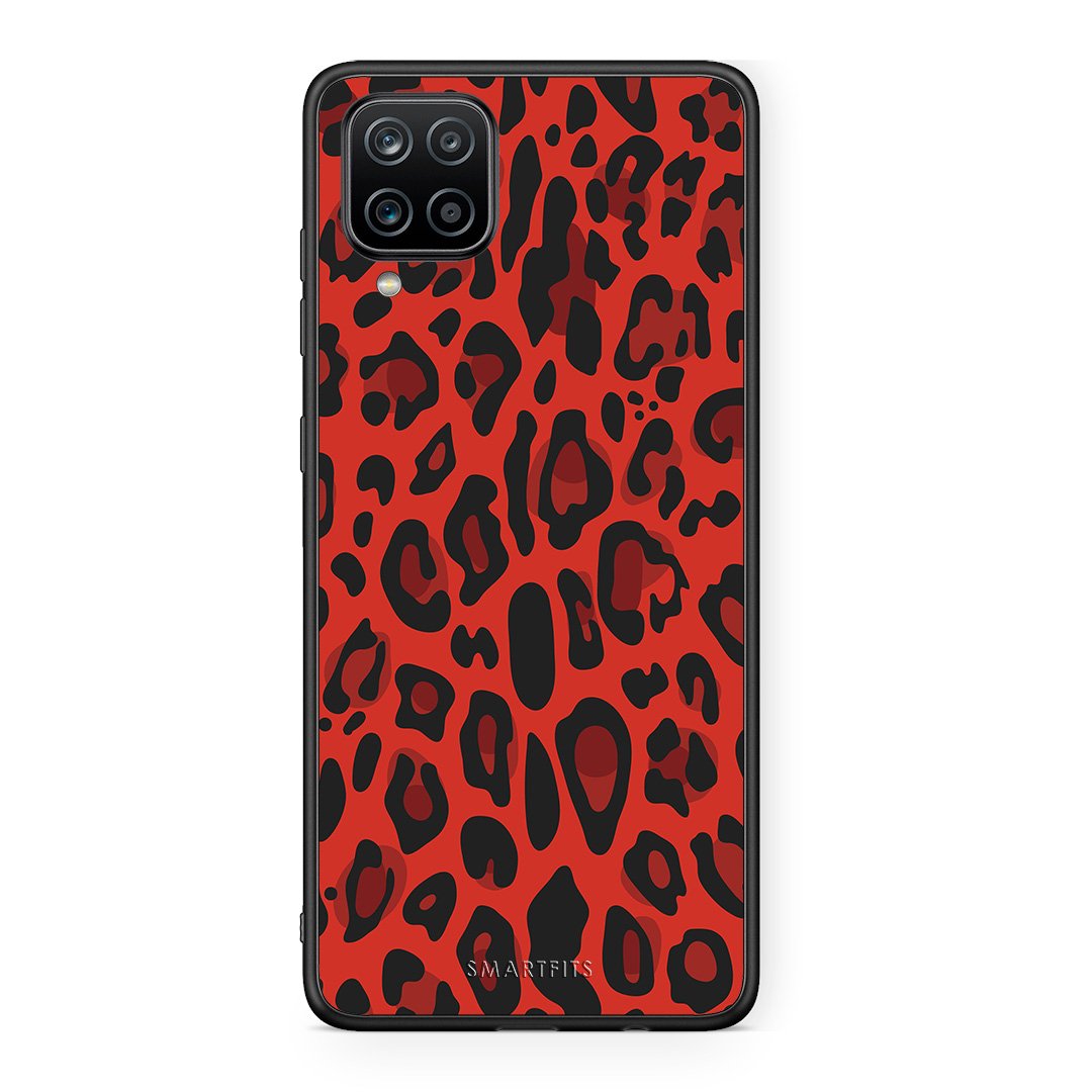 4 - Samsung A12 Red Leopard Animal case, cover, bumper