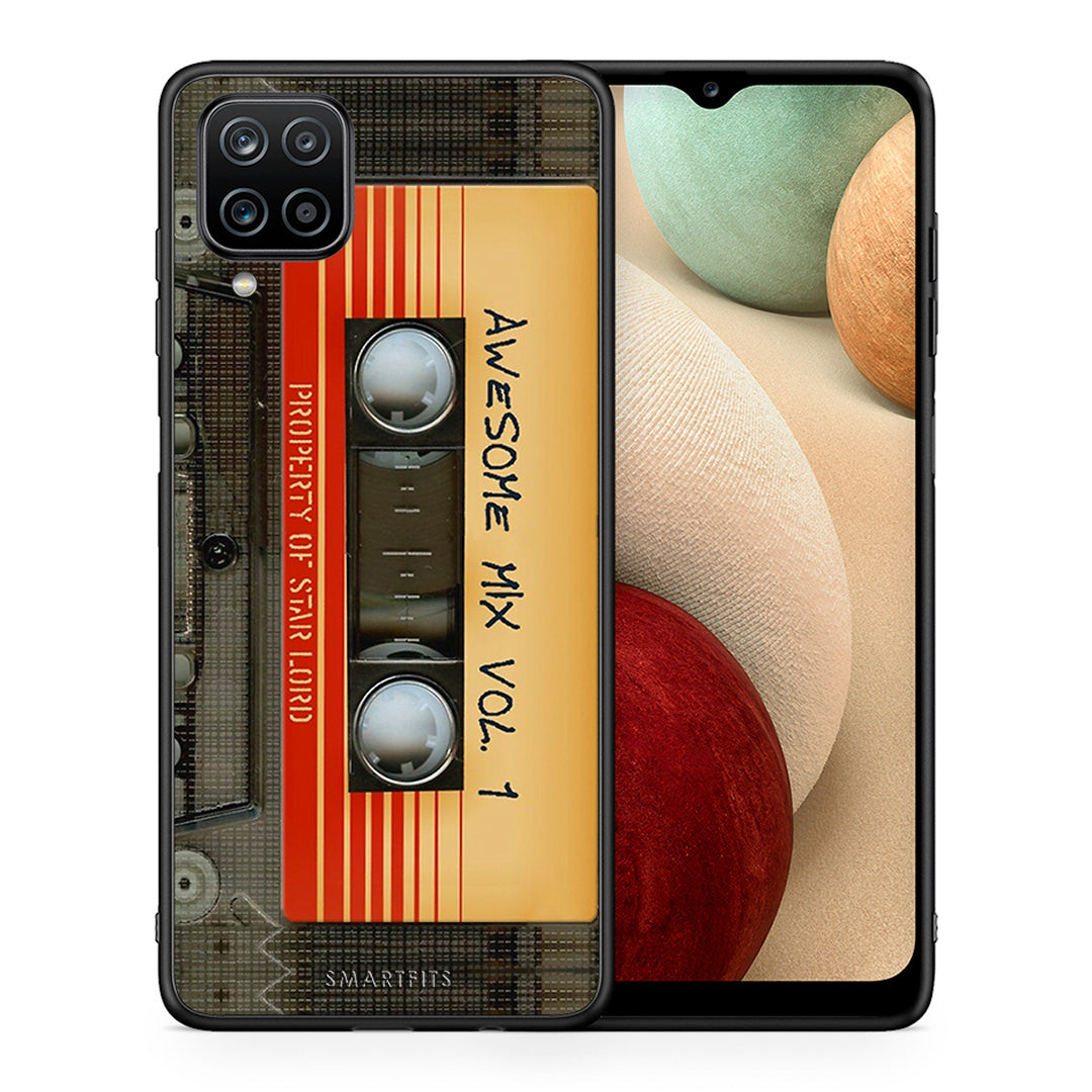 Θήκη Samsung A12 Awesome Mix από τη Smartfits με σχέδιο στο πίσω μέρος και μαύρο περίβλημα | Samsung A12 Awesome Mix case with colorful back and black bezels