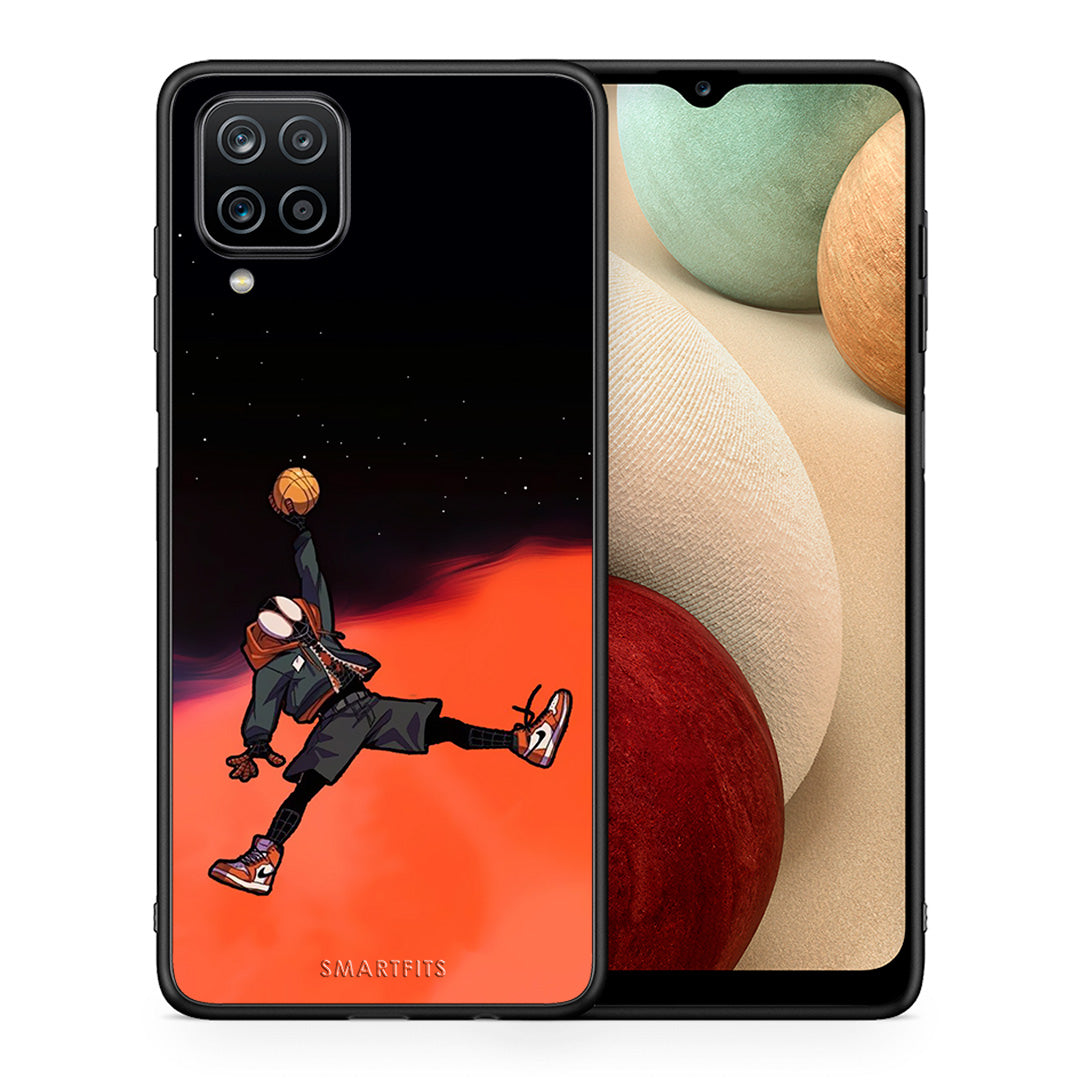 Θήκη Samsung A12 Basketball Hero από τη Smartfits με σχέδιο στο πίσω μέρος και μαύρο περίβλημα | Samsung A12 Basketball Hero case with colorful back and black bezels