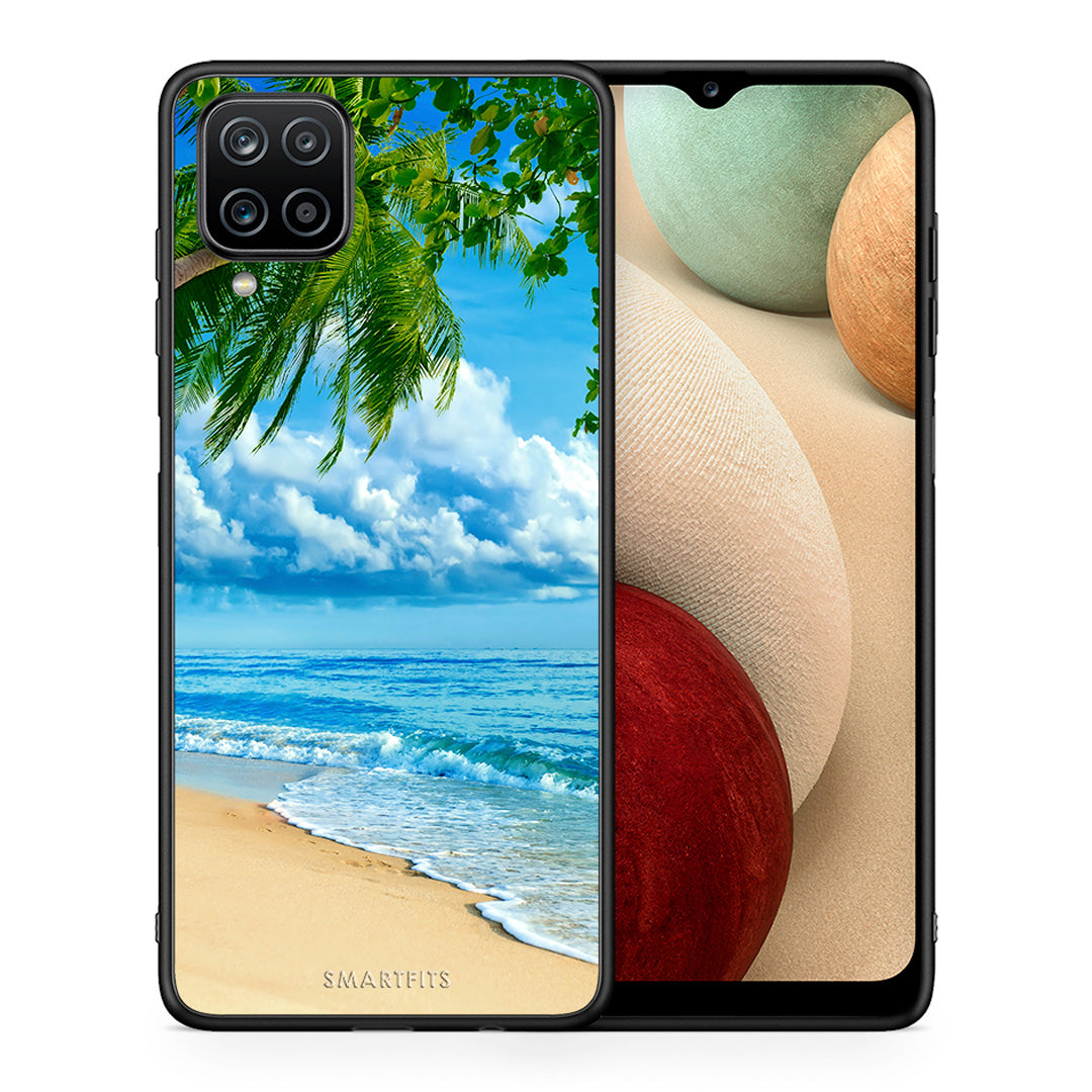 Θήκη Samsung A12 Beautiful Beach από τη Smartfits με σχέδιο στο πίσω μέρος και μαύρο περίβλημα | Samsung A12 Beautiful Beach case with colorful back and black bezels