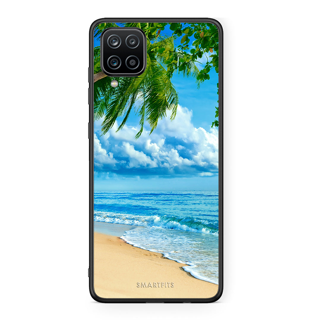 Samsung A12 Beautiful Beach θήκη από τη Smartfits με σχέδιο στο πίσω μέρος και μαύρο περίβλημα | Smartphone case with colorful back and black bezels by Smartfits