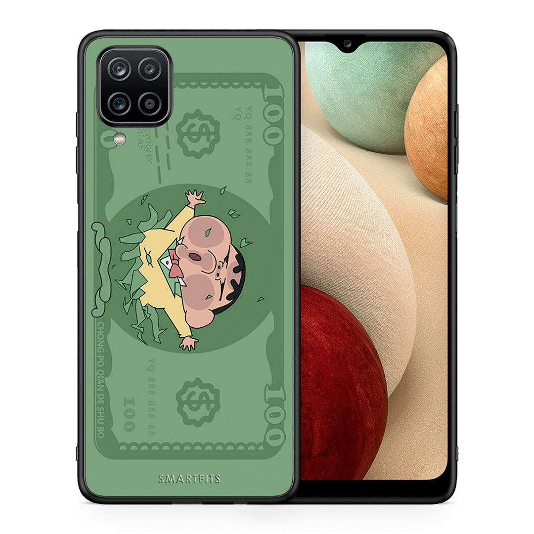 Θήκη Αγίου Βαλεντίνου Samsung A12 Big Money από τη Smartfits με σχέδιο στο πίσω μέρος και μαύρο περίβλημα | Samsung A12 Big Money case with colorful back and black bezels