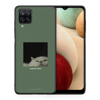Θήκη Samsung A12 Bitch Surprise από τη Smartfits με σχέδιο στο πίσω μέρος και μαύρο περίβλημα | Samsung A12 Bitch Surprise case with colorful back and black bezels