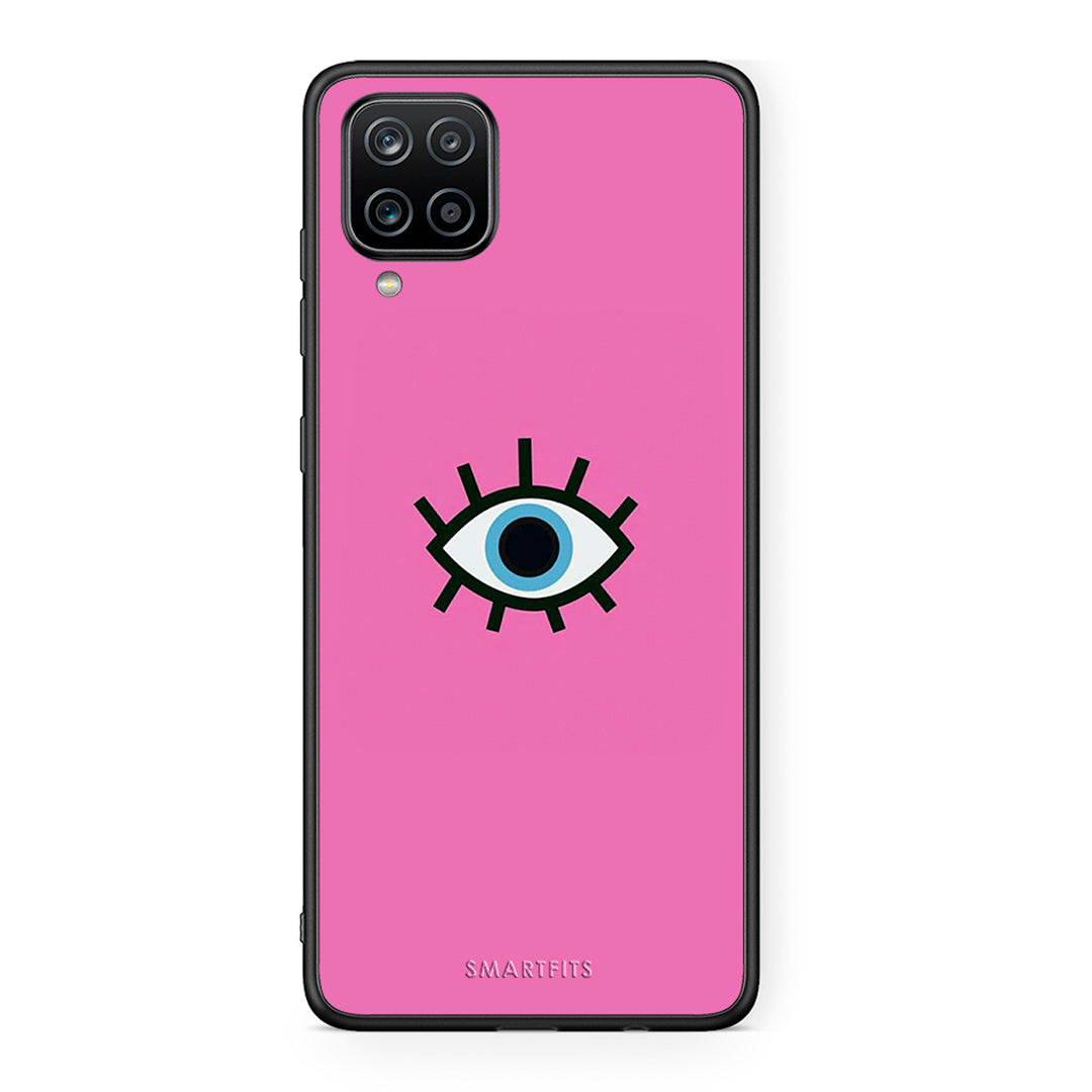 Samsung A12 Blue Eye Pink θήκη από τη Smartfits με σχέδιο στο πίσω μέρος και μαύρο περίβλημα | Smartphone case with colorful back and black bezels by Smartfits