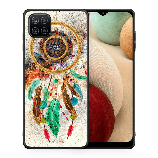 Θήκη Samsung A12 DreamCatcher Boho από τη Smartfits με σχέδιο στο πίσω μέρος και μαύρο περίβλημα | Samsung A12 DreamCatcher Boho case with colorful back and black bezels