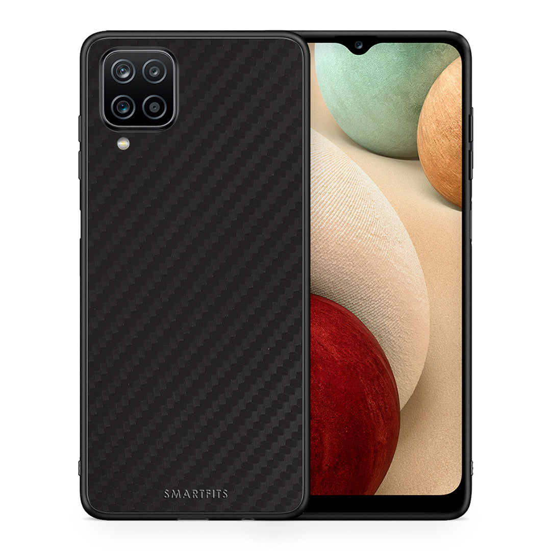 Θήκη Samsung A12 Carbon Black από τη Smartfits με σχέδιο στο πίσω μέρος και μαύρο περίβλημα | Samsung A12 Carbon Black case with colorful back and black bezels