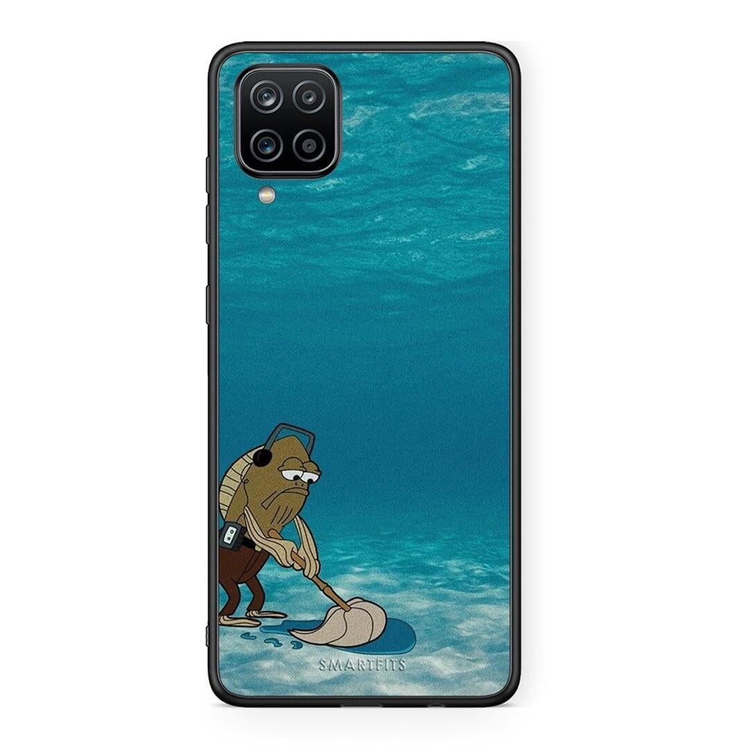 Samsung A12 Clean The Ocean Θήκη από τη Smartfits με σχέδιο στο πίσω μέρος και μαύρο περίβλημα | Smartphone case with colorful back and black bezels by Smartfits