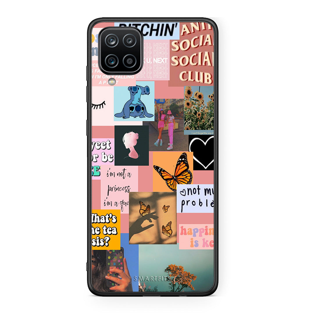 Samsung A12 Collage Bitchin Θήκη Αγίου Βαλεντίνου από τη Smartfits με σχέδιο στο πίσω μέρος και μαύρο περίβλημα | Smartphone case with colorful back and black bezels by Smartfits