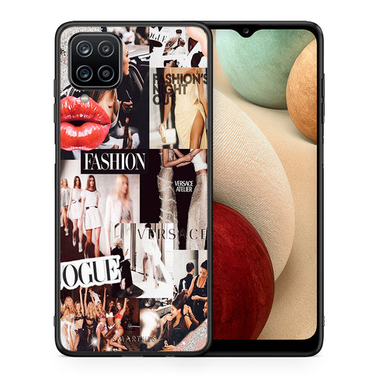 Θήκη Αγίου Βαλεντίνου Samsung A12 Collage Fashion από τη Smartfits με σχέδιο στο πίσω μέρος και μαύρο περίβλημα | Samsung A12 Collage Fashion case with colorful back and black bezels
