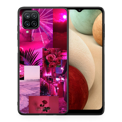 Θήκη Αγίου Βαλεντίνου Samsung A12 Collage Red Roses από τη Smartfits με σχέδιο στο πίσω μέρος και μαύρο περίβλημα | Samsung A12 Collage Red Roses case with colorful back and black bezels