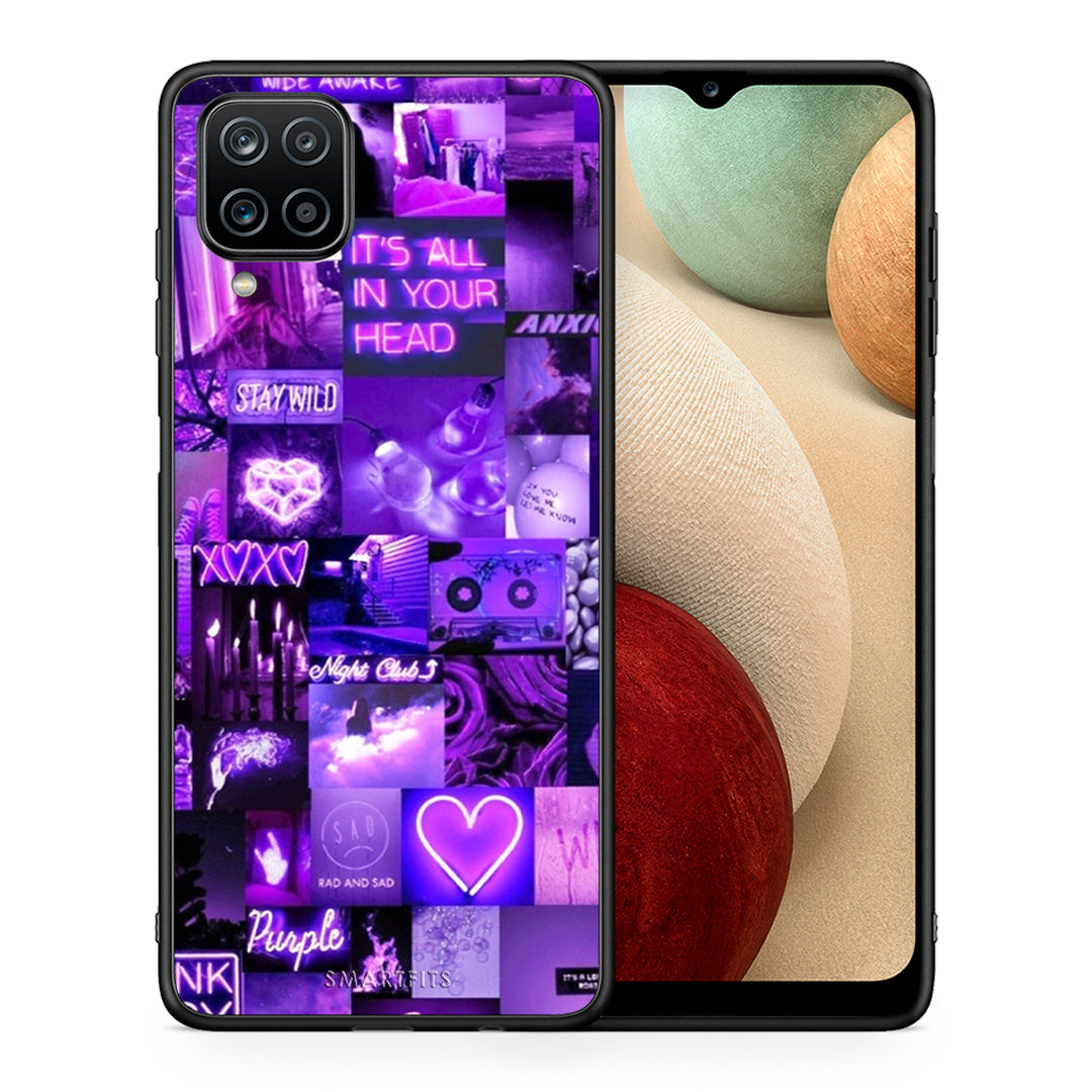 Θήκη Αγίου Βαλεντίνου Samsung A12 Collage Stay Wild από τη Smartfits με σχέδιο στο πίσω μέρος και μαύρο περίβλημα | Samsung A12 Collage Stay Wild case with colorful back and black bezels