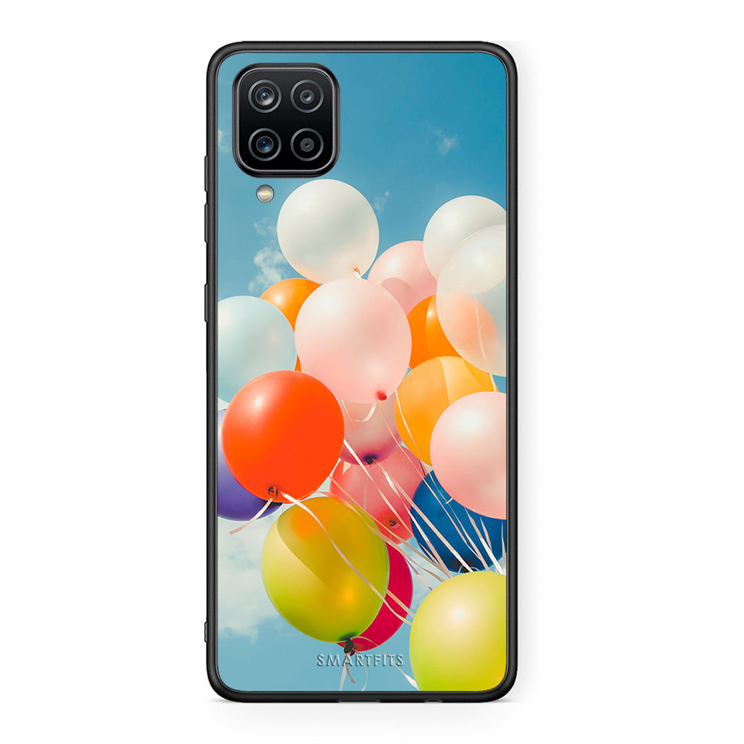 Samsung A12 Colorful Balloons θήκη από τη Smartfits με σχέδιο στο πίσω μέρος και μαύρο περίβλημα | Smartphone case with colorful back and black bezels by Smartfits