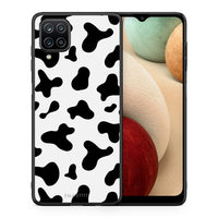 Thumbnail for Θήκη Samsung A12 Cow Print από τη Smartfits με σχέδιο στο πίσω μέρος και μαύρο περίβλημα | Samsung A12 Cow Print case with colorful back and black bezels