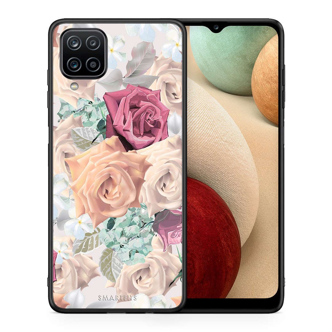 Θήκη Samsung A12 Bouquet Floral από τη Smartfits με σχέδιο στο πίσω μέρος και μαύρο περίβλημα | Samsung A12 Bouquet Floral case with colorful back and black bezels