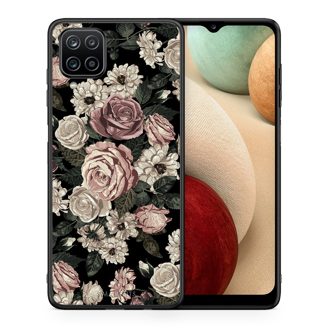 Θήκη Samsung A12 Wild Roses Flower από τη Smartfits με σχέδιο στο πίσω μέρος και μαύρο περίβλημα | Samsung A12 Wild Roses Flower case with colorful back and black bezels
