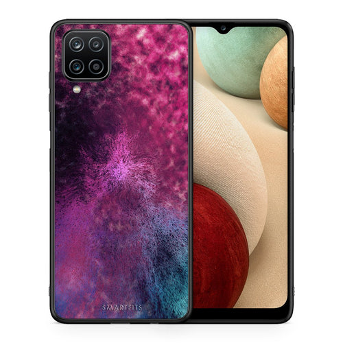Θήκη Samsung A12 Aurora Galaxy από τη Smartfits με σχέδιο στο πίσω μέρος και μαύρο περίβλημα | Samsung A12 Aurora Galaxy case with colorful back and black bezels