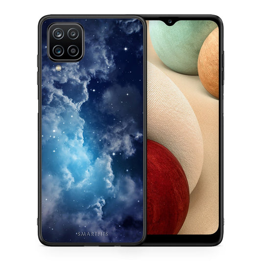 Θήκη Samsung A12 Blue Sky Galaxy από τη Smartfits με σχέδιο στο πίσω μέρος και μαύρο περίβλημα | Samsung A12 Blue Sky Galaxy case with colorful back and black bezels