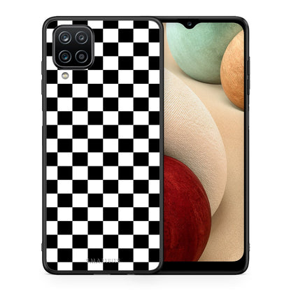 Θήκη Samsung A12 Squares Geometric από τη Smartfits με σχέδιο στο πίσω μέρος και μαύρο περίβλημα | Samsung A12 Squares Geometric case with colorful back and black bezels
