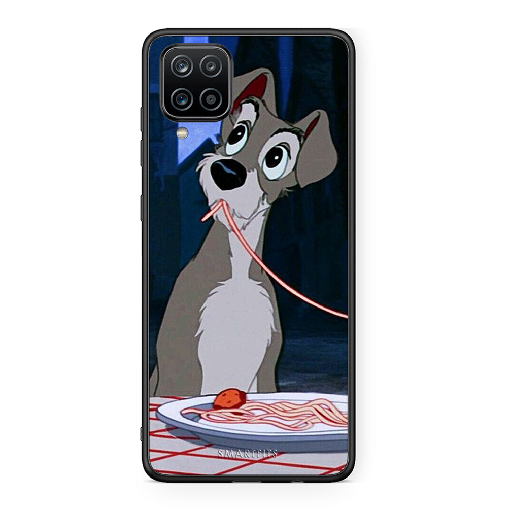 Samsung A12 Lady And Tramp 1 Θήκη Αγίου Βαλεντίνου από τη Smartfits με σχέδιο στο πίσω μέρος και μαύρο περίβλημα | Smartphone case with colorful back and black bezels by Smartfits