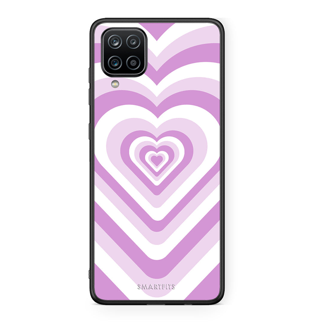 Samsung A12 Lilac Hearts θήκη από τη Smartfits με σχέδιο στο πίσω μέρος και μαύρο περίβλημα | Smartphone case with colorful back and black bezels by Smartfits