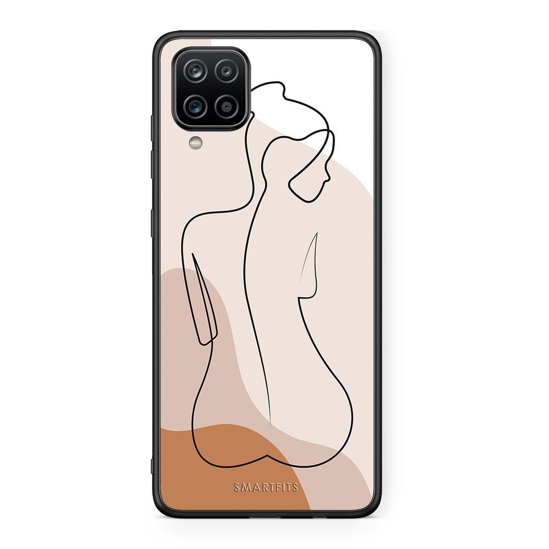 Samsung A12 LineArt Woman θήκη από τη Smartfits με σχέδιο στο πίσω μέρος και μαύρο περίβλημα | Smartphone case with colorful back and black bezels by Smartfits