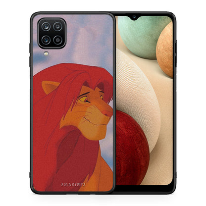Θήκη Αγίου Βαλεντίνου Samsung A12 Lion Love 1 από τη Smartfits με σχέδιο στο πίσω μέρος και μαύρο περίβλημα | Samsung A12 Lion Love 1 case with colorful back and black bezels