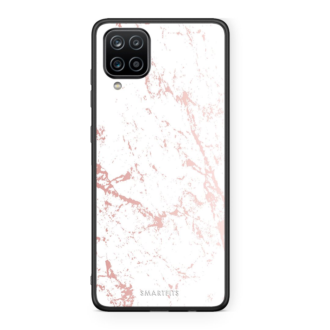 116 - Samsung A12 Pink Splash Marble case, cover, bumper